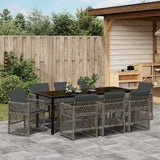 Set da Pranzo per Giardino 9 pcs Grigio polyrattan