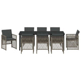 Set da Pranzo per Giardino 9 pcs Grigio polyrattan