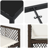 Set da Pranzo per Giardino 9 pcs Marrone polyrattan