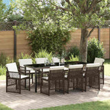 Set da Pranzo per Giardino 9 pcs Marrone polyrattan