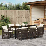 Set da Pranzo per Giardino 9 pcs Marrone polyrattan
