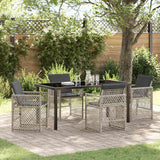 Set da Pranzo per Giardino 5 pcs Grigio chiaro polyrattan