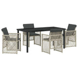 Set da Pranzo per Giardino 5 pcs Grigio chiaro polyrattan