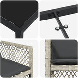 Set da Pranzo per Giardino 9 pcs Grigio chiaro polyrattan