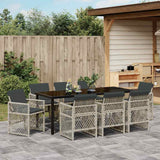 Set da Pranzo per Giardino 9 pcs Grigio chiaro polyrattan