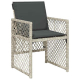 Set da Pranzo per Giardino 9 pcs Grigio chiaro polyrattan