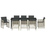 Set da Pranzo per Giardino 9 pcs Grigio chiaro polyrattan