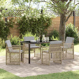 Set da Pranzo per Giardino 5 pcs Beige polyrattan