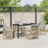 Set da Pranzo per Giardino 5 pcs Beige polyrattan