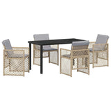 Set da Pranzo per Giardino 5 pcs Beige polyrattan
