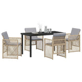 Set da Pranzo per Giardino 5 pcs Beige polyrattan