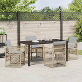 Set da Pranzo per Giardino 5 pcs Beige polyrattan