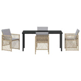 Set da Pranzo per Giardino 5 pcs Beige polyrattan