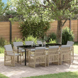 Set da Pranzo per Giardino 9 pcs Beige polyrattan