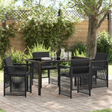 Set da Pranzo per Giardino 5 pcs Nero