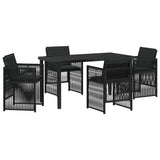 Set da Pranzo per Giardino 5 pcs Nero