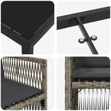 Set da Pranzo per Giardino 5 pcs Grigio