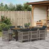 Set da Pranzo per Giardino 9 pcs Grigio