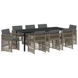 Set da Pranzo per Giardino 9 pcs Grigio