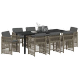 Set da Pranzo per Giardino 9 pcs Grigio