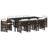 Set da Pranzo per Giardino 9 pcs Marrone