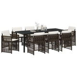 Set da Pranzo per Giardino 9 pcs Marrone