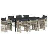 Set da Pranzo per Giardino 9 pcs Grigio chiaro