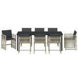 Set da Pranzo per Giardino 9 pcs Grigio chiaro