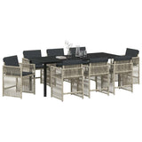 Set da Pranzo per Giardino 9 pcs Grigio chiaro
