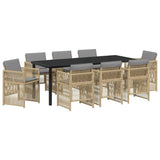 Set da Pranzo per Giardino 9 pcs Beige