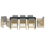 Set da Pranzo per Giardino 9 pcs Beige