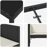 Set da Pranzo per Giardino 5 pcs Nero polyrattan