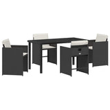 Set da Pranzo per Giardino 5 pcs Nero polyrattan