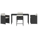 Set da Pranzo per Giardino 5 pcs Nero polyrattan