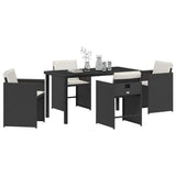 Set da Pranzo per Giardino 5 pcs Nero polyrattan