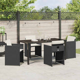 Set da Pranzo per Giardino 5 pcs Nero polyrattan