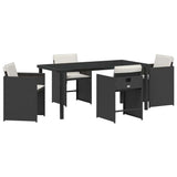 Set da Pranzo per Giardino 5 pcs Nero polyrattan