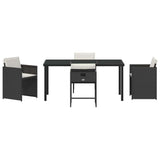 Set da Pranzo per Giardino 5 pcs Nero polyrattan