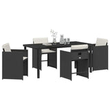 Set da Pranzo per Giardino 5 pcs Nero polyrattan