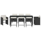 Set da Pranzo per Giardino 9 pcs Nero polyrattan