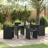 Set da Pranzo per Giardino 5 pcs Nero polyrattan
