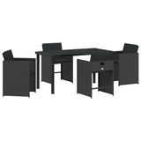 Set da Pranzo per Giardino 5 pcs Nero polyrattan