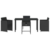 Set da Pranzo per Giardino 5 pcs Nero polyrattan