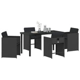 Set da Pranzo per Giardino 5 pcs Nero polyrattan