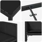 Set da Pranzo per Giardino 9 pcs Nero polyrattan
