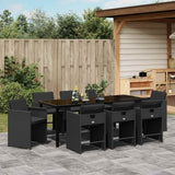 Set da Pranzo per Giardino 9 pcs Nero polyrattan