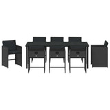 Set da Pranzo per Giardino 9 pcs Nero polyrattan