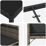 Set da Pranzo per Giardino 9 pcs Grigio polyrattan