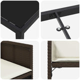 Set da Pranzo per Giardino 9 pcs Marrone polyrattan
