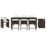 Set da Pranzo per Giardino 9 pcs Marrone polyrattan